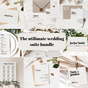 Modern wedding suite bundle, Minimalist Wedding Invitation Template, wedding suite bundle, editable, printable wedding invitation