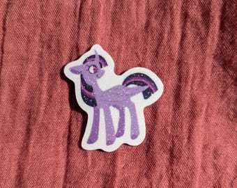 My Little Pony Glitter Sticker, 1.5 inch Frosted Sand Glitter Finish Twilight/Rarity/Pinkie Pie/Rainbow Dash/Apple Jack/Fluttershy