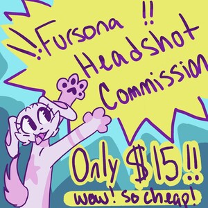 Custom Furry Fursona Commission Headshot or Shoulders Up Drawing image 1