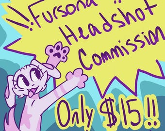 Custom Furry Fursona Commission Headshot or Shoulders Up Drawing