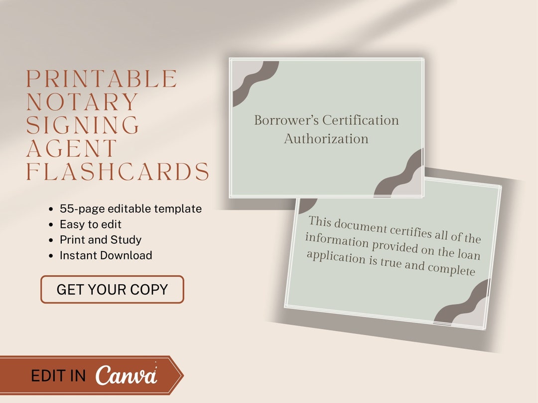 55 Printable Notary Signing Agent Flashcards, Real Estate Definitions