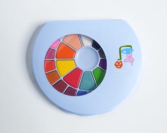 Kids Watercolor Paint Palette | 24 Washable Colors and Paintbrush, Art Party Favor