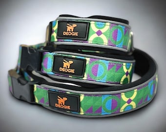 Green Dog Collar: Hypoallergenic Neoprene Padded, Reflective, Adjustable