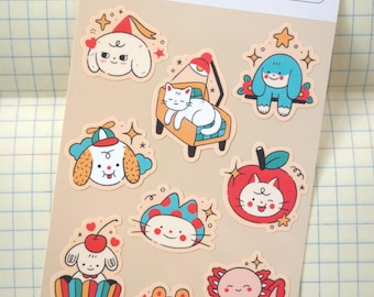 cuties — sticker sheet — cute kiss cut sticker sheet — cozy and warm planner and journal matte vinyl mini stickers
