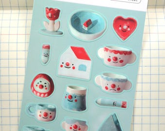 red and blue ceramics — sticker sheet