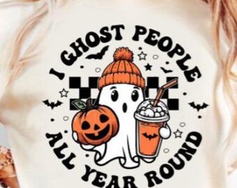 Retro I Ghost People Png, Halloween Png, Cute Ghost Pumpkin Png, Spooky Vibes Png, Ghost Coffee Png, Boujee Ghost Png Sublimation Design