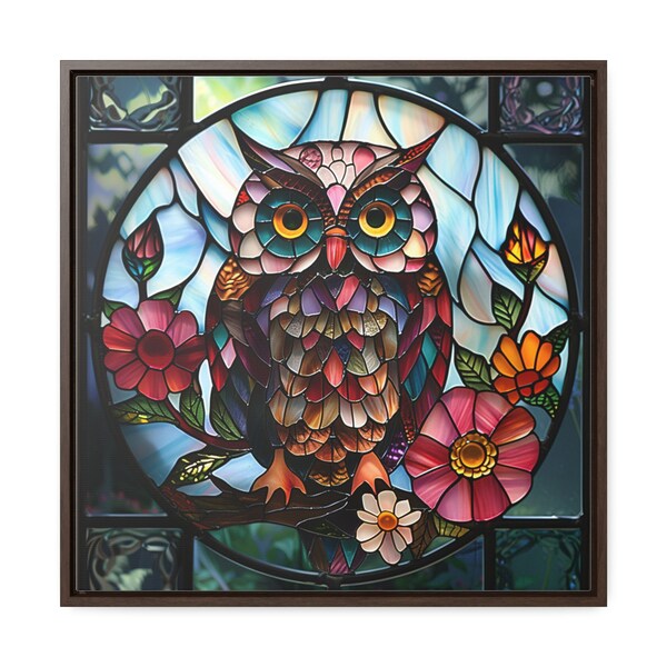 Owl Flower Stained Glass Design for tumbler sublimation, t-shirt design, wall art - PNG, SVG file