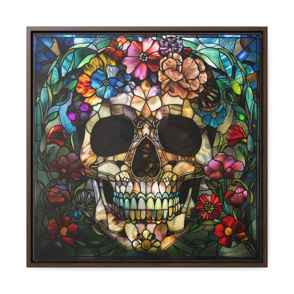 Flower Skull Stained Glass Design for tumbler sublimation, t-shirt design, wall art - PNG, SVG file