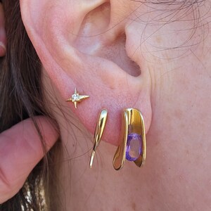 14k yellow gold tension set gemmy amethyst earrings