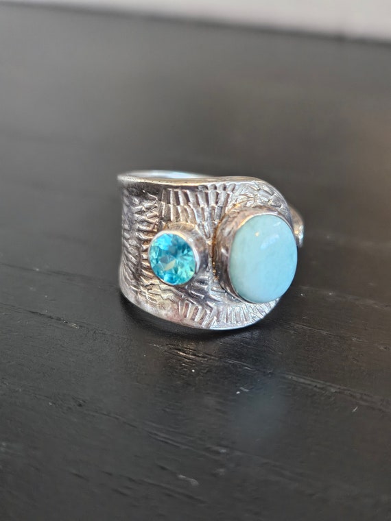 Sterling larimar and topaz ring - image 2