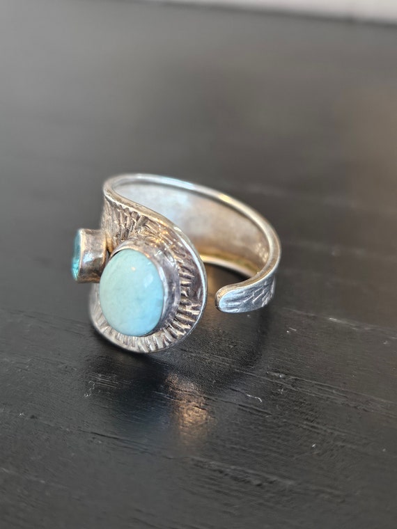 Sterling larimar and topaz ring - image 3