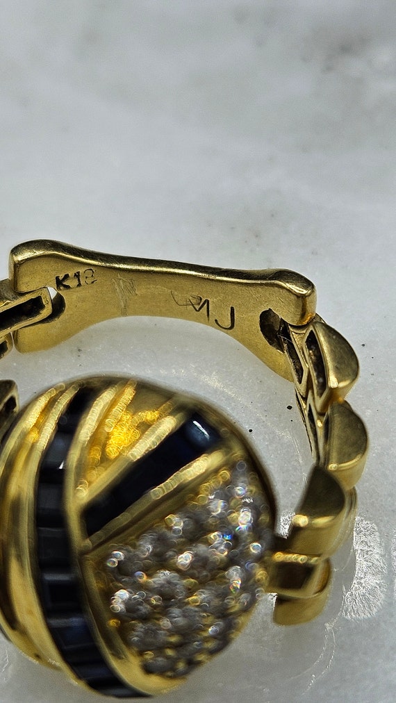 Art deco 18k yellow gold sapphire and diamond fle… - image 6