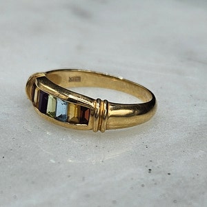 14k yellow gold multi-gemstone ring image 2