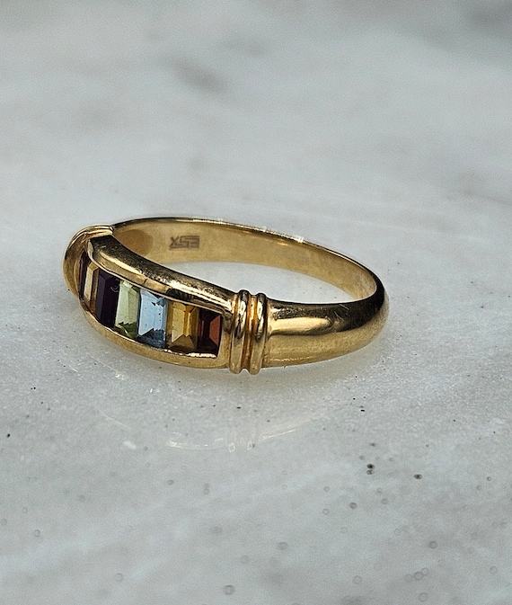 14k yellow gold multi-gemstone ring - image 2