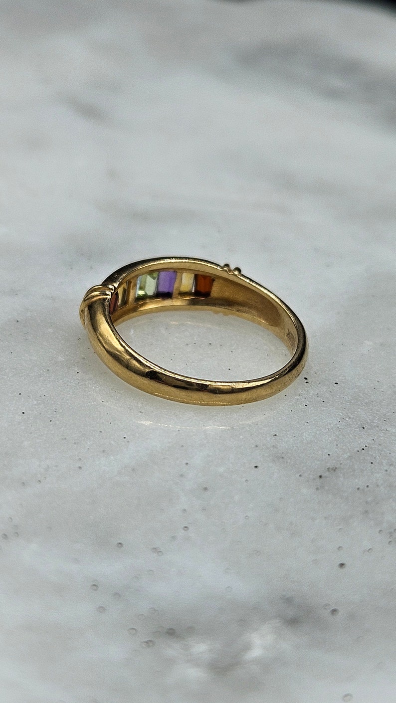 14k yellow gold multi-gemstone ring image 3