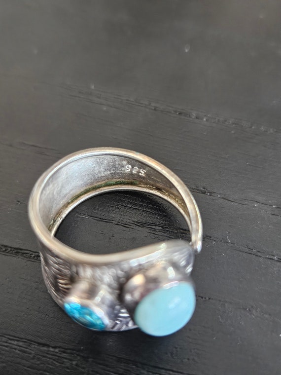 Sterling larimar and topaz ring - image 4