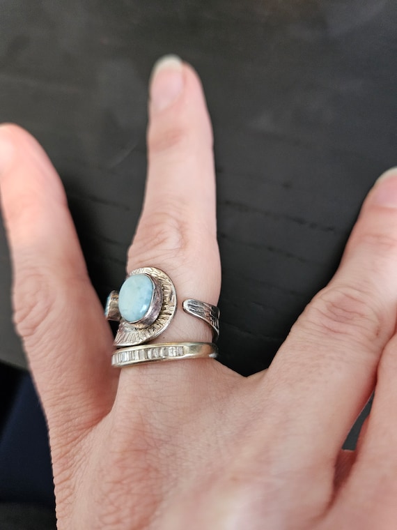 Sterling larimar and topaz ring - image 5