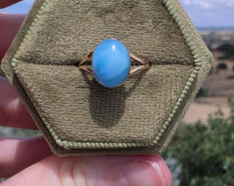 14k yellow gold and larimar ring