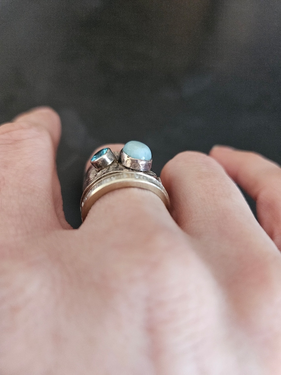 Sterling larimar and topaz ring - image 7