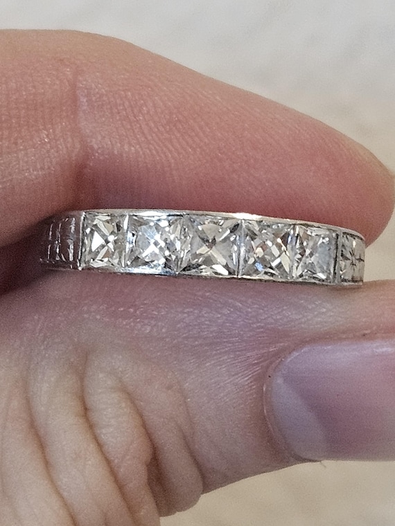 Antique Platinum French cut Diamond band