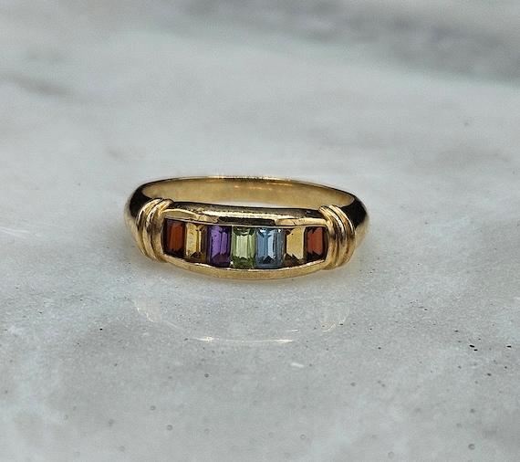 14k yellow gold multi-gemstone ring - image 1