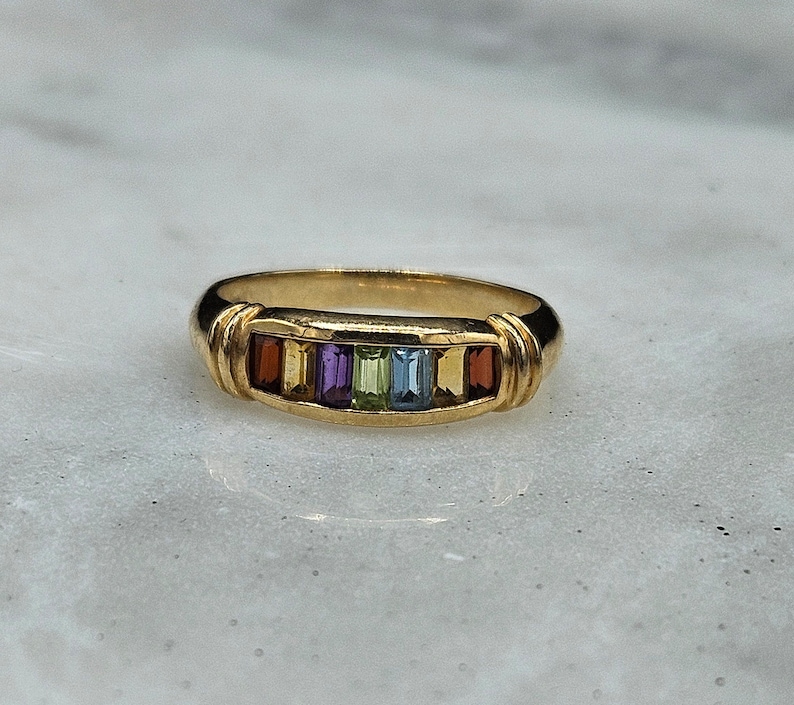 14k yellow gold multi-gemstone ring image 1