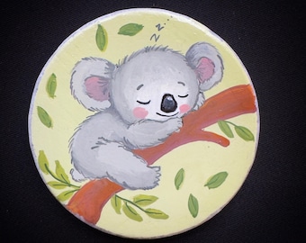 Koala dipinto a mano su pietra di marmo - decorazione - regalo - arte fatta a mano - pittura su roccia