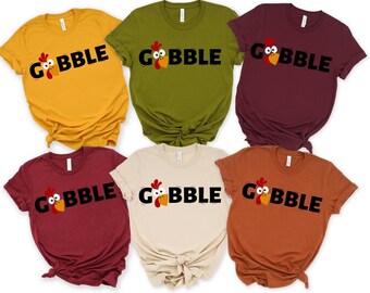 Funny Gobble Thanksgiving T-Shirt, Turkey Tee, Handmade, families Thanksgivings t- shirt.