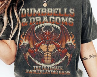 Dumbbells and Dragons T-Shirt | Dungeons & Dragons Gym Parody
