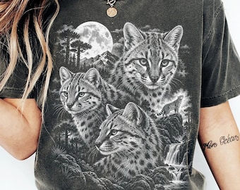 Leopardus Tilcayo Shirt, Wild Cat Graphic Tee, Vintage Wildlife T Shirt, Moonlit Mountain Cat Shirt, Nature Lover Gift