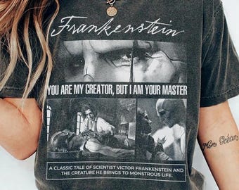 Frankenstein 2025 Unisex Garment-Dyed T-shirt, Gothic Romance Shirt, Vintage Horror Tee, Halloween Costume Top, Monster Movie Lover Gift