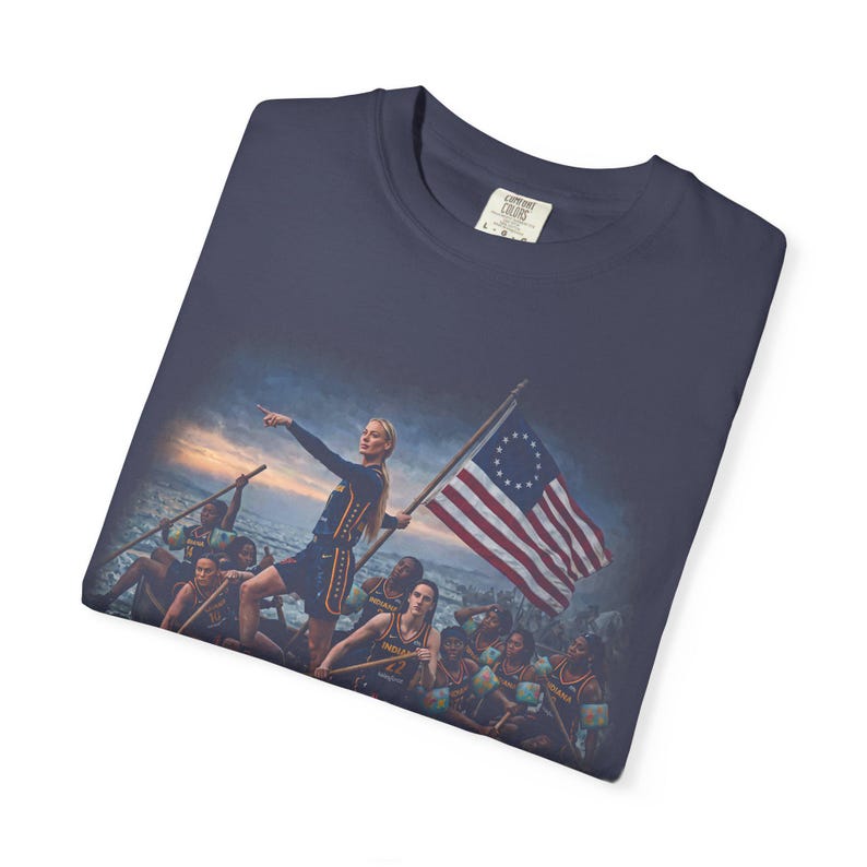 Sophie Cunningham Caitlin Clark Crossing The Delaware Shirt, Indiana Women's Basketball Vintage T-Shirt, Indiana Fever Graphic Tee image 5