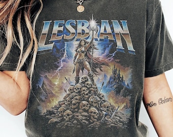 Lesbisch T-shirt krijgerprinses | Donkere fantasiecomfortabele kleuren