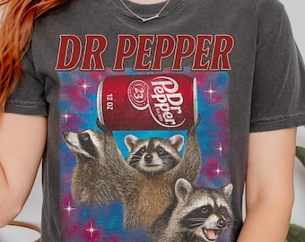 Three Raccoons Dr Pepper Vintage 90s Comfort Colors Tshirt, Dr Pepper Lover Unique Shirt, Funny Dr Pepper Raccoon Shirt