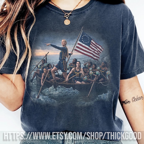Sophie Cunningham Caitlin Clark Crossing The Delaware Shirt, Indiana Women's Basketball Vintage T-Shirt, Indiana Fever Graphic Tee