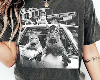 Funny Cat Gang Vintage Comfort Colors® T-shirt, Cat Hoodie, Funny Graphic Tee, Meme Sweatshirt, Graphic Tee Gift For Men Women and Men