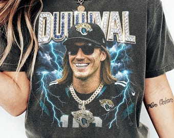 Trevor Lawrence Vintage 90s Rap Tee, Jacksonville Football Shirt, Duuuval Bootleg Graphic T-Shirt, Retro Football Fan Gift,Unisex Streetwear