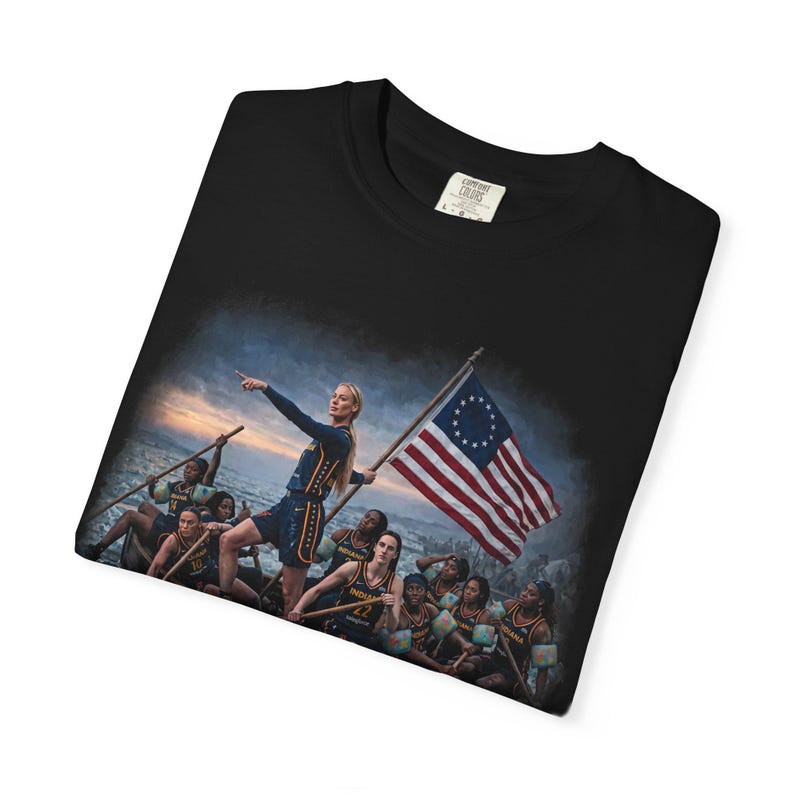 Sophie Cunningham Caitlin Clark Crossing The Delaware Shirt, Indiana Women's Basketball Vintage T-Shirt, Indiana Fever Graphic Tee image 3