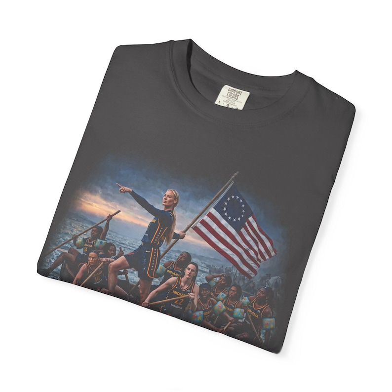 Sophie Cunningham Caitlin Clark Crossing The Delaware Shirt, Indiana Women's Basketball Vintage T-Shirt, Indiana Fever Graphic Tee image 4