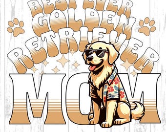 Golden Retriever Mom PNG: Dog Clip Art, Sublimation Design (Digital Download)