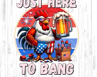 Patriotic Rooster with Beer Png |Patriotic Chicken Svg | 4th of July Rooster Svg | USA Farm life Clipart | USA Farm Animals Sublimation