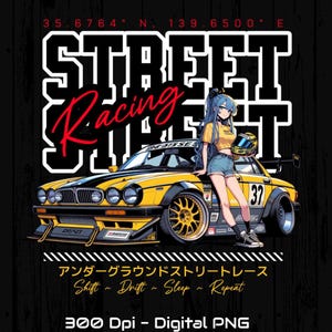 JDM Racing PNG, Jaguar Rennwagen, digitaler Download Rennwagen Clipart, japanisches Drift Car, Sublimationskunst für Autoliebhaber, Anime Racing Grafik