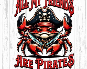 Kids Pirate Crab Png, Beach Vibes PNG, Kids Summer Vibes PNG Digital Download, Funny kids beach png, Cute summer clipart, Funny beach Png