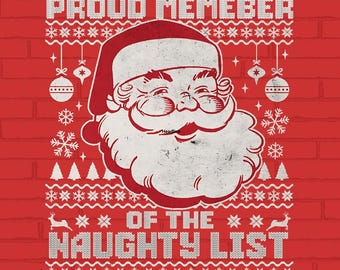 Naughty List Svg Png, Funny Christmas Design, Instant Download, Cute Holiday Art, Vintage Christmas SVG, Christmas Clip Art, Funny Santa Png
