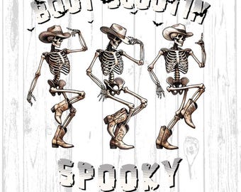 Halloween Western Design, Spooky Skeleton Cowboy SVG, Dancing Skeleton Clipart Png, Retro Western Halloween Png , Halloween gift for Women,