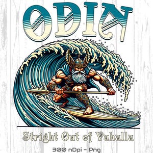 Odin Norse God Digital Clipart Download, Odin Surfing PNG, Viking God Sublimation Art, Norse Mythology Png Graphic, Viking Mythology Clipart