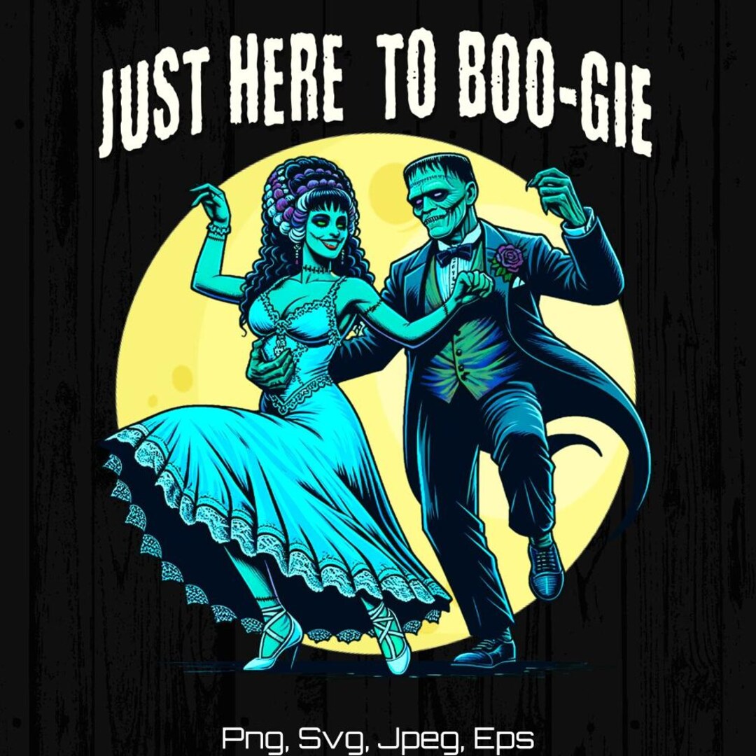 Dancing Frankenstein Couple Halloween PNG SVG, Retro Spooky Season ...