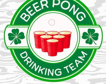 Grappig St. Patricks Day-bier drinken PNG, St. Patricks Day Beer Pong Team, Shamrock Design, Ierse humor, digitale download voor T-shirts, mokken