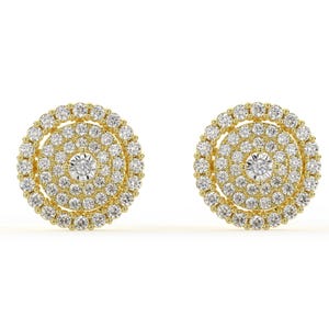 Moissanite Cluster Stud Earrings: Iced Out Sterling Silver, Gold Finish
