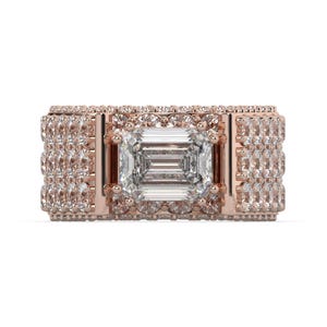 Emerald Cut Moissanite Ring: Gold or Silver Band, Custom Engagement, Promise Ring